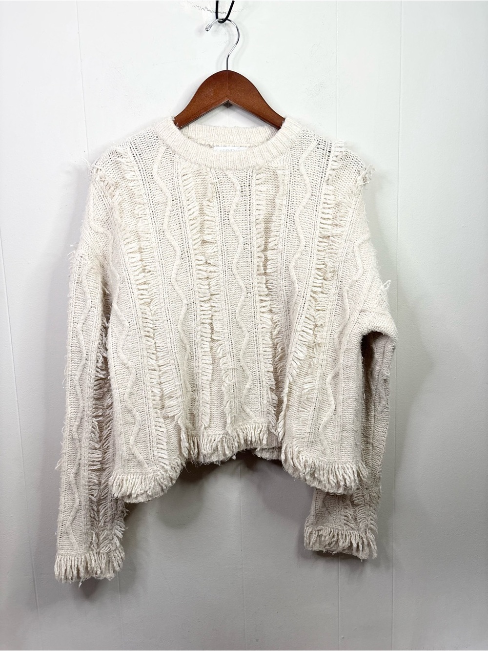 Zara kids cream light tan fridge knit chunky sweater size 13-14 years